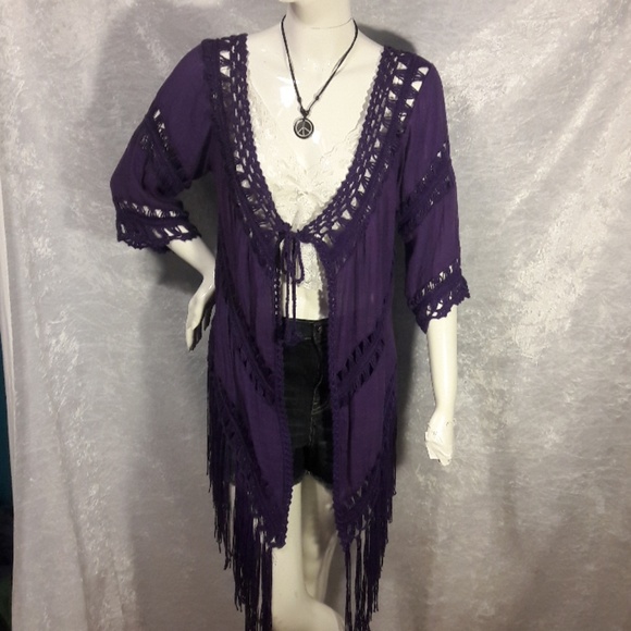 Other - Boho fringe crochet festival poncho